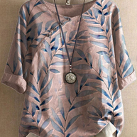 WW | Freizeit-T-Shirts aus Baumwolle und Leinen, mit Sommerblumenmotiven und Knöpfen