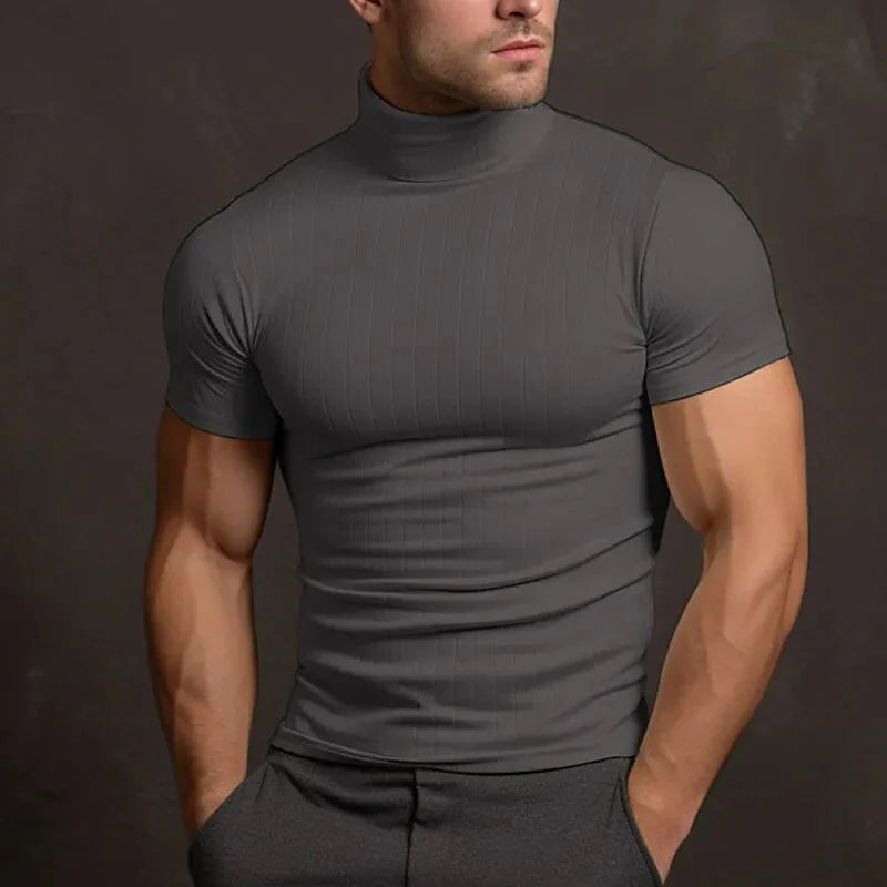 WW | Herren Rollkragen T-Shirt Trendy Kurzarm Rollkragenpullover Für Männer