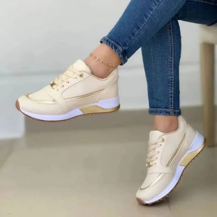 W&W Mode | Sportlicher Stil Leder weiß weich Sohle Damen Schuhe