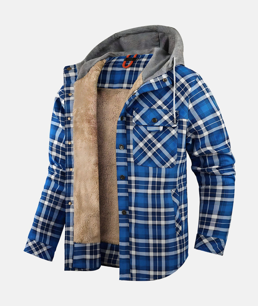 WW | Kariertes Flanelljacke mit Kapuze und Futter aus Kunstfell