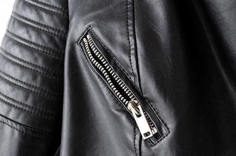 W&W Mode - Revers Reißverschluss Slim Fit Lederjacke