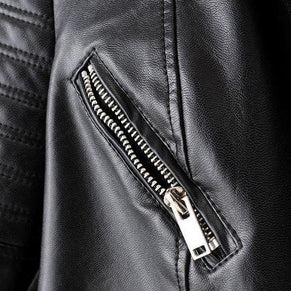 WW - Revers Reißverschluss Slim Fit Lederjacke