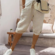 WW | Einfarbige Bequeme Bermudashorts mit Schnürung