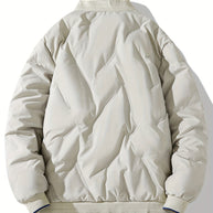 WW | Baseballkragen Reißverschluss Solides Fleece Mit Taschen Winterjacke Für Herren - Perfekt für Outdoor-Aktivitäten