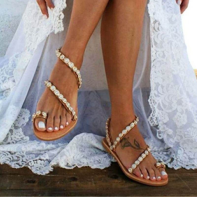 WW | Boho Strand Strass Flip Flops