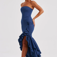 Rüschen Hochgeschlitztes Kleid