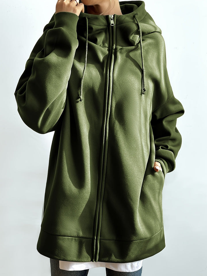 W&W Mode | Comfort - Extrem bequemer langer Zip-Up-Plüsch-Hoodie mit Kapuze für Damen