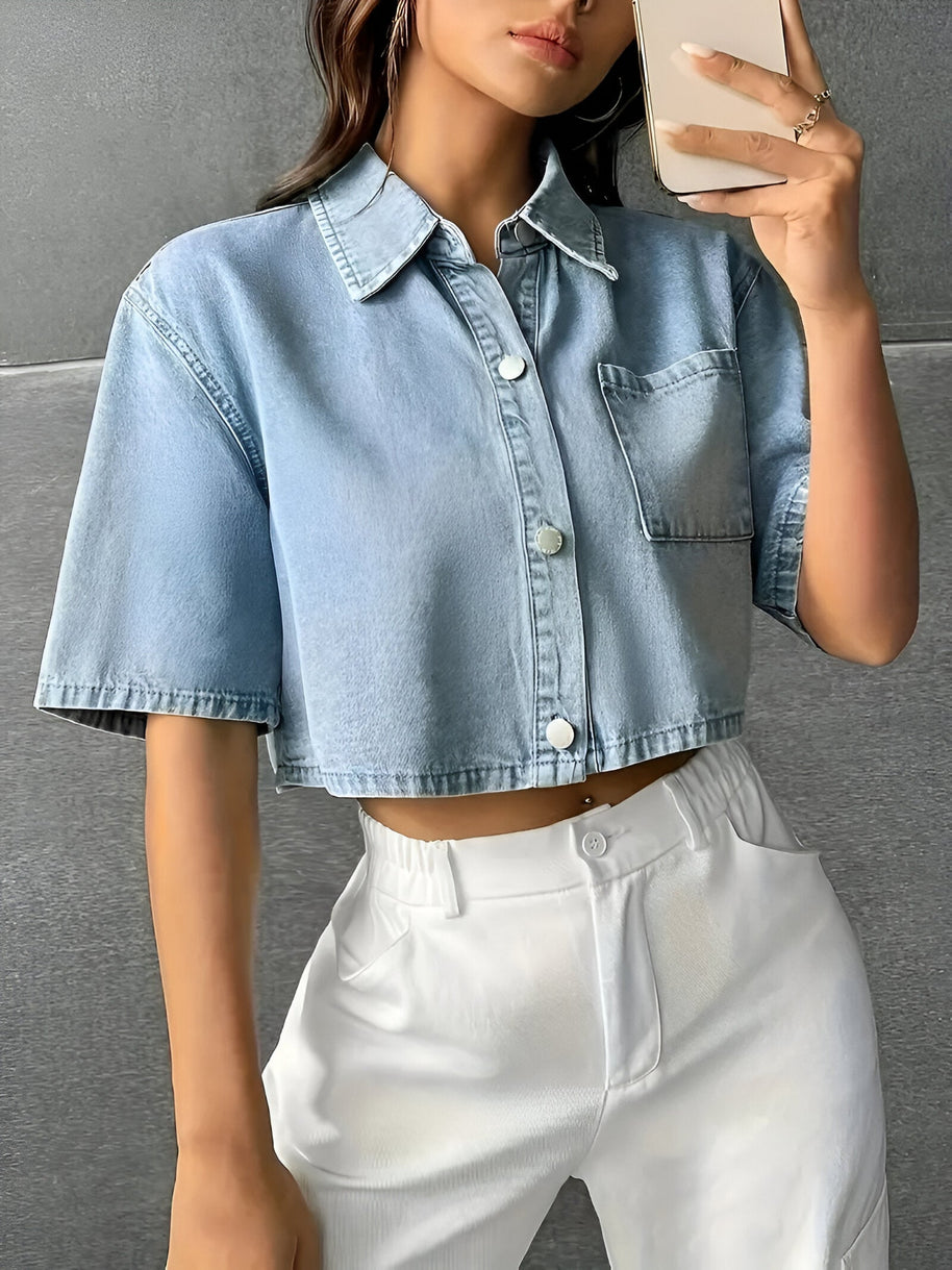 WW | Mühelos Schickes Hellblaues Denim-Shirt