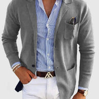 WW | Herren Strickjacke Mit Lässigen Knöpfen, Taschen Und Reverskragen, Einfarbig, Langärmelig