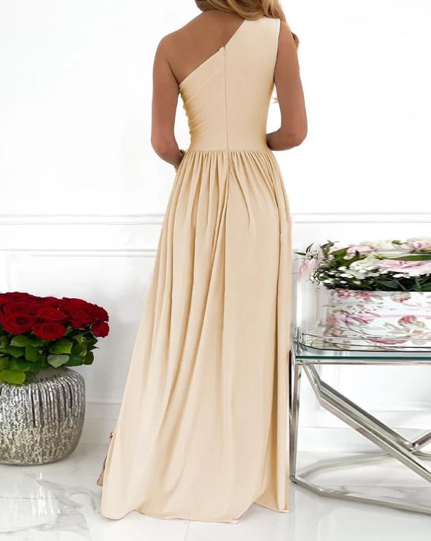 ÉléganceOne™ – One-Shoulder Maxikleid mit Schlitz & Cut-Out Detail