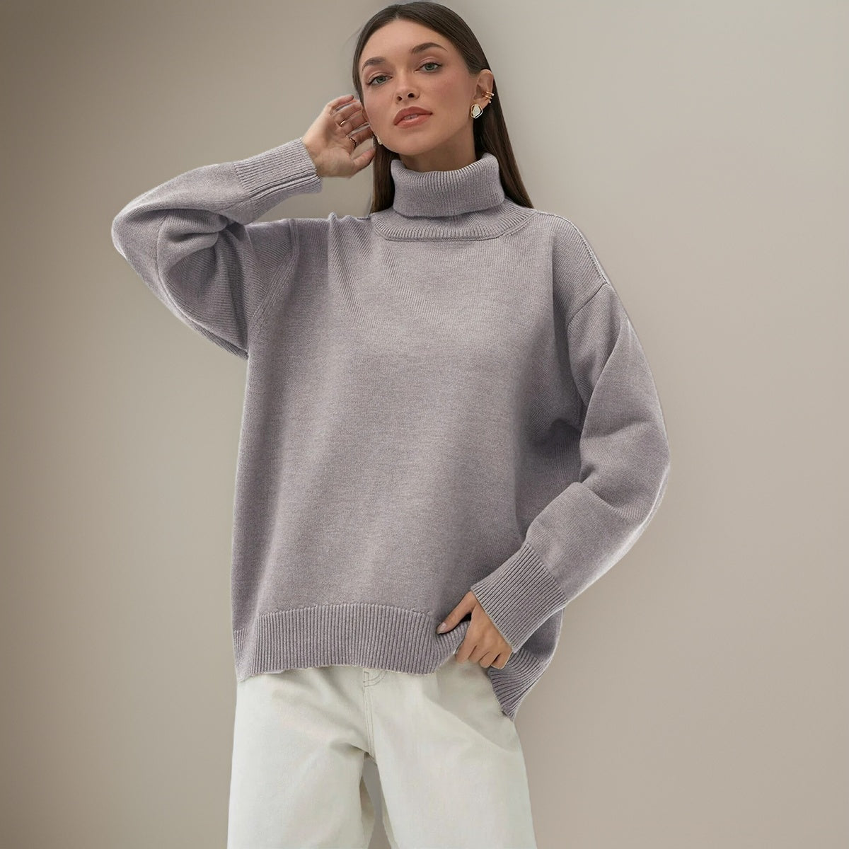 WW | Warmer Oversized Rollkragenpullover Für Den Winter