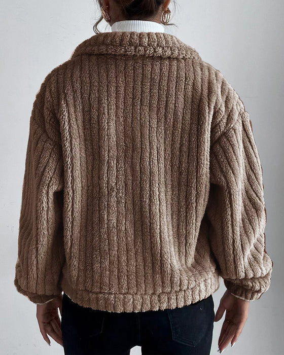 W&W Mode | Klassische Herbst Dicke Jacke mit Revers und Knopf für Frauen