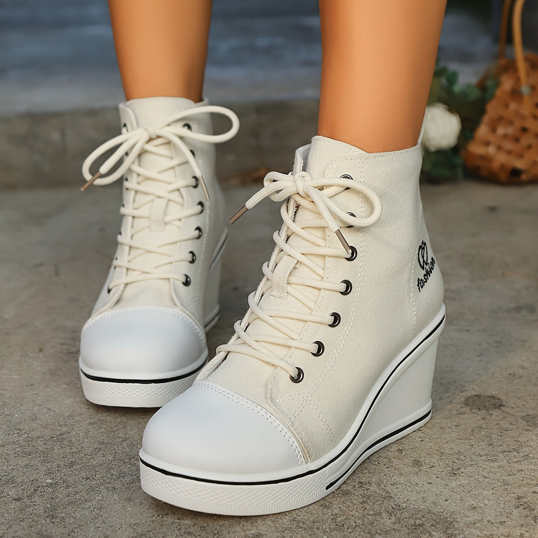 W&W Mode | Einfache Canvas Stiefeletten Mit Liebesmotiv
