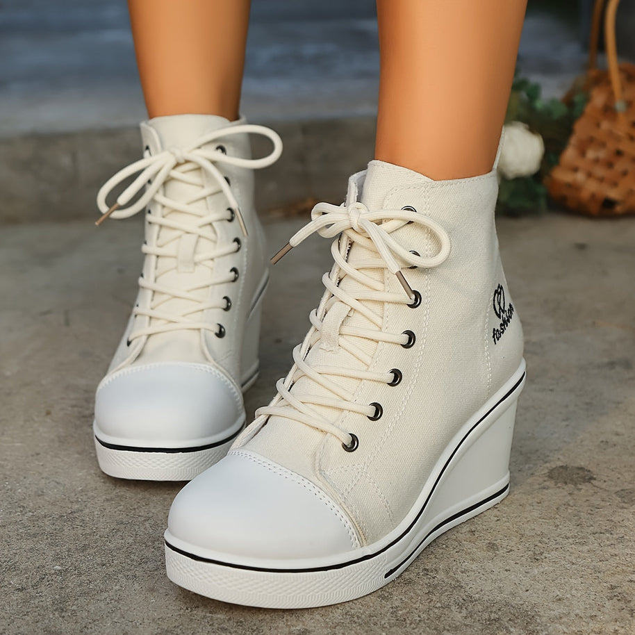 WW | Einfache Canvas Stiefeletten Mit Liebesmotiv