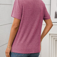 WW | Geripptes V-Ausschnitt Kurzarm T-Shirt