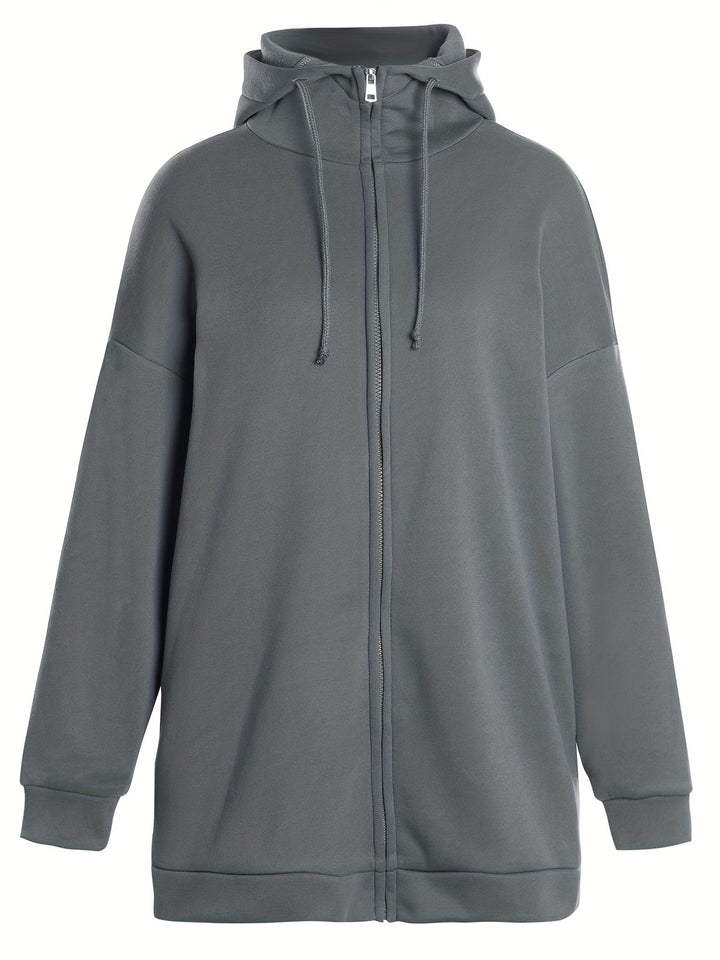 W&W Mode | Comfort - Extrem bequemer langer Zip-Up-Plüsch-Hoodie mit Kapuze für Damen