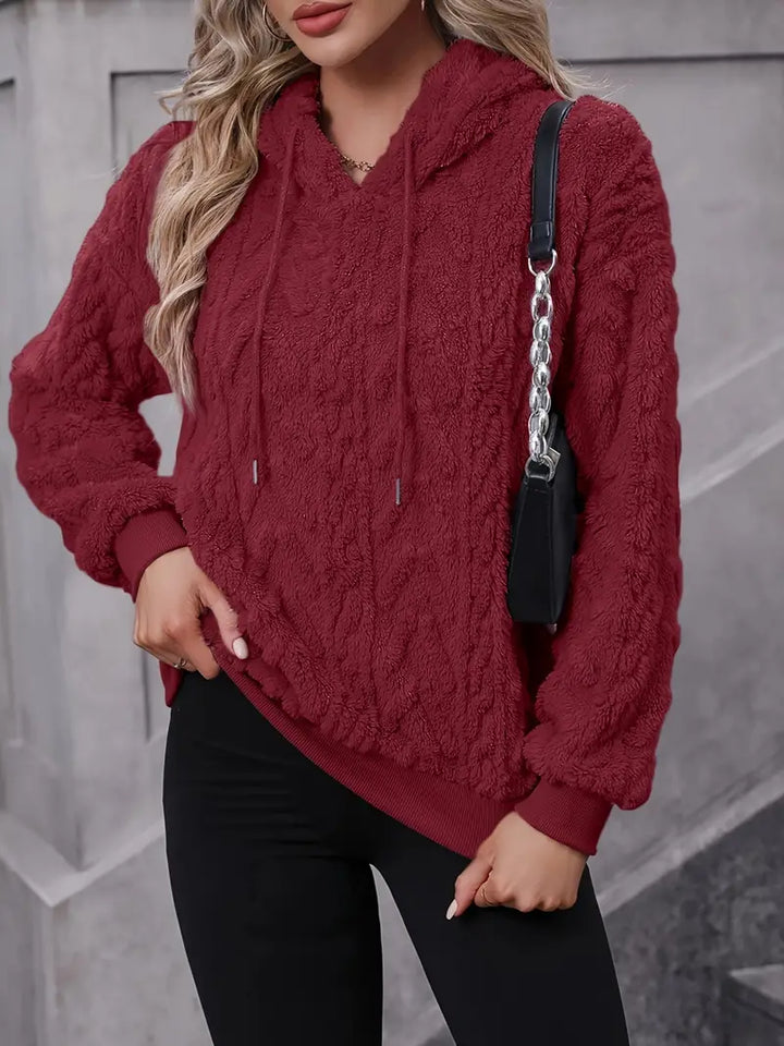 W&W Mode Sweater | Stylischer weicher Teddy-Fleece-Kapuzenpullover für Frauen