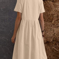 W&W | Lose Tasche einfarbig Rundhalsausschnitt Kleid