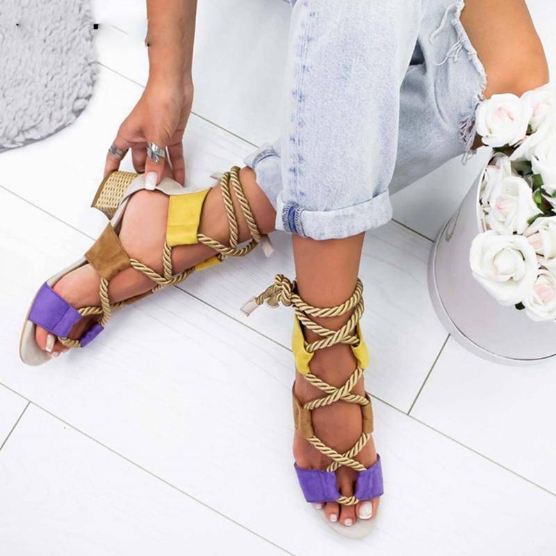 WW | Gladiator Farbene Riemen Absatzsandale