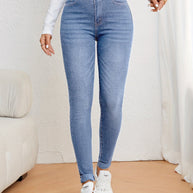 WW | Olivgrüne High Waist Slim Fit Jeans Mit Stretch Denim