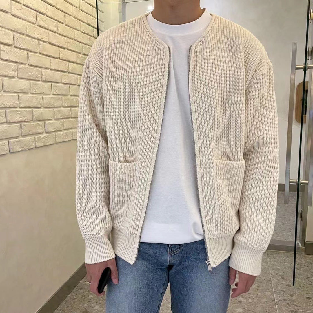 W&W Mode | Stehkragen Strickjacke für Herren | Warmer und stilvoller Pullover