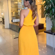 WW | Elegantes X-Sommer Midikleid mit Rundhalsausschnitt und Gesch Gathered Taille