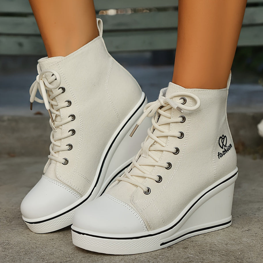 WW | Einfache Canvas Stiefeletten Mit Liebesmotiv