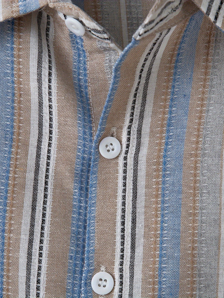 W&W Mode | Gestreiftes Baumwoll Leinen Herrenhemd für entspannte Looks
