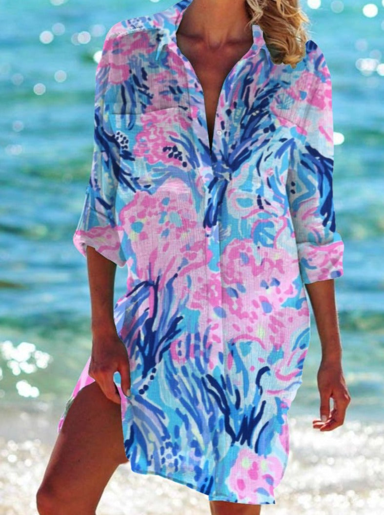 WW | Bikini Jacke Shirt Badeanzug Strickjacke Damenbekleidung Druck Urlaub Strandshirt