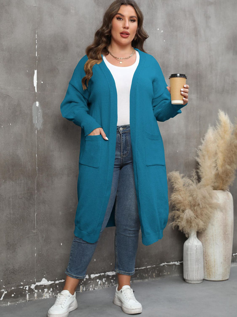 WW | Plus Size Langarm Taschen Cardigan
