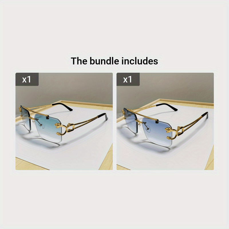 W&W Mode | Trendige Quadratische Randlose Sonnenbrille Für Herren