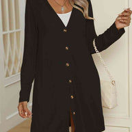 WW | V-Ausschnitt Knopf-Oben Langarm Cardigan