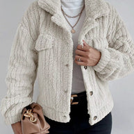 WW | Klassische Herbst Dicke Jacke mit Revers und Knopf für Frauen