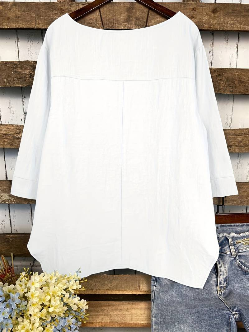 WW | Freizeitbluse mit Rundhalsausschnitt für Den Frühling