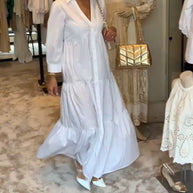 WW | Lange Weiße Kleid mit Hemdkragen