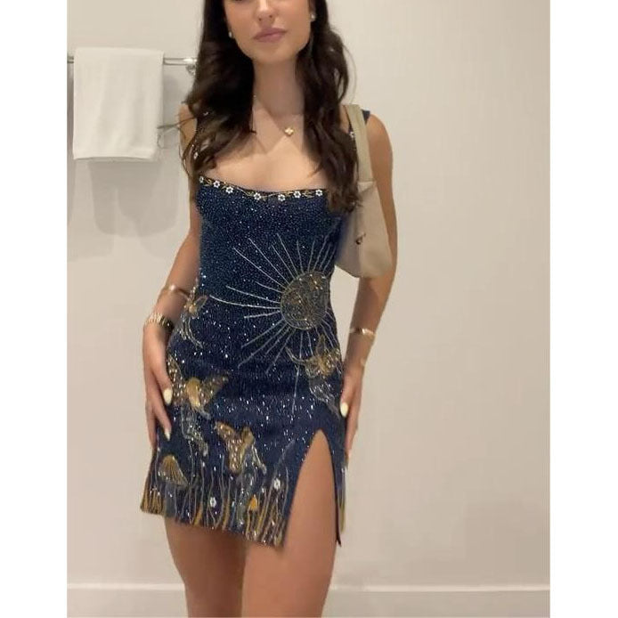 WW | Ärmelloses 3d Gedrucktes Kleid Mit Schlitz