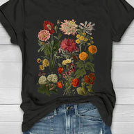 WW | Weinlese Blumen T-shirt Retro Stil Für Lässige Chic