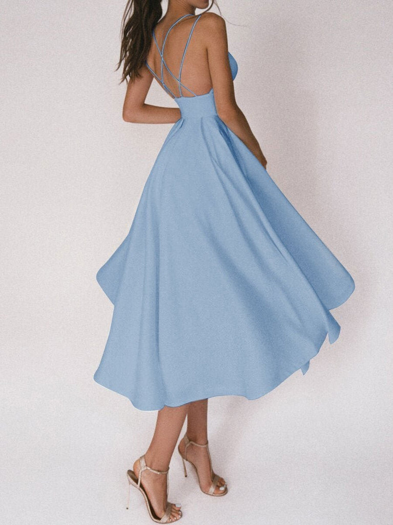 WW | Elegantes Hochzeitskleid für Damen Trägerdesign & V-Ausschnitt