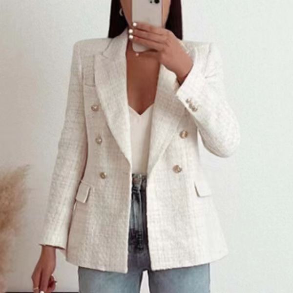 W&W Mode | Damen Strukturierter Blazer Mit Doppelknopfleiste