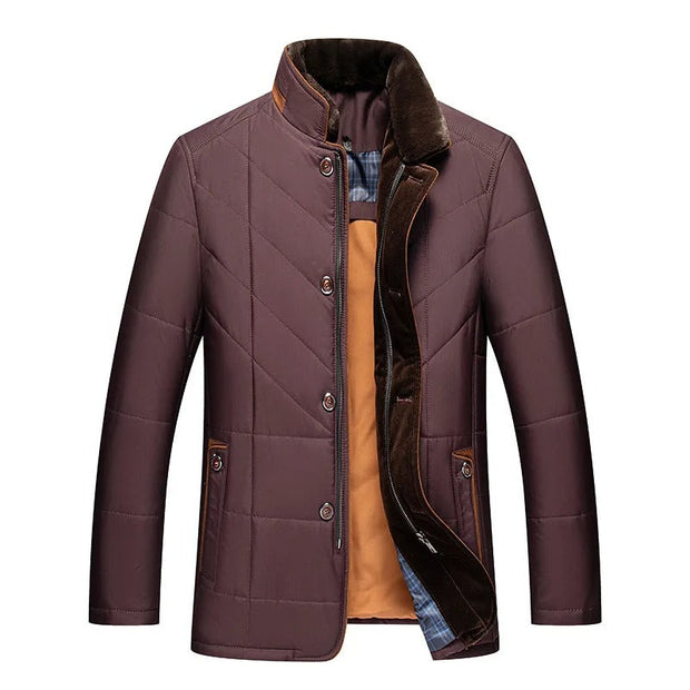 WW | Monochrome Daunenjacke mit Pelzkragen für Herren