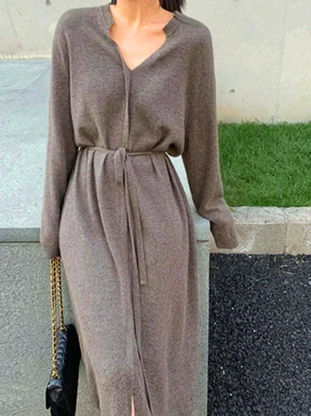 WW | Stilvolle Herbst Schicke Lange Ärmel Pullover Kleid Für Frauen