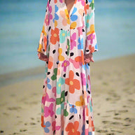 Noa - Lässiges Kleid mit Trompetenärmeln und Blumenmuster