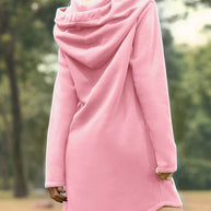 WW - Rotes Kapuzen Sweatshirtkleid mit Taschen