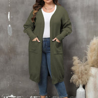 WW | Plus Size Langarm Taschen Cardigan