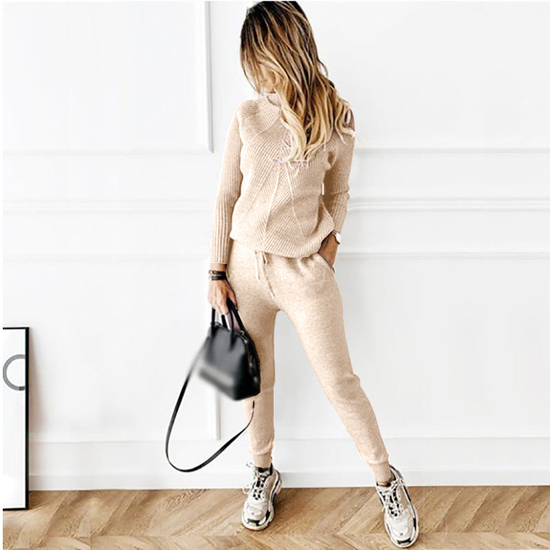 WW | Gestreifter Rollkragenpulli Und Elastische Hose Im Set