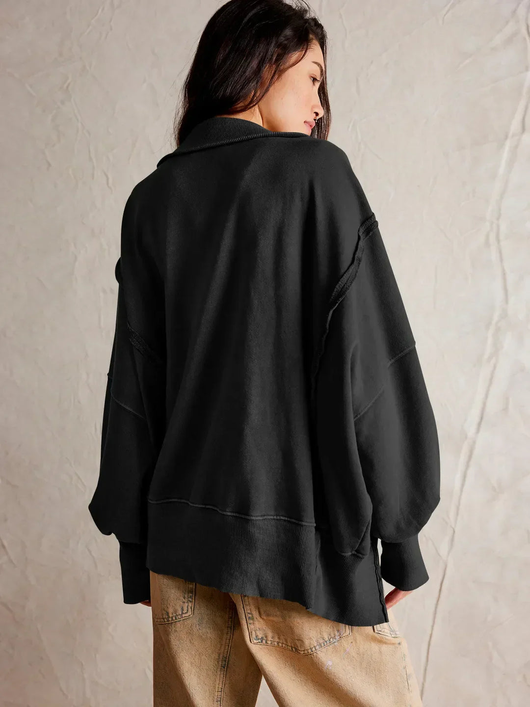 W&W Mode - Lässiges Sweatshirt Mit Knöpfen Und Lampenärmeln