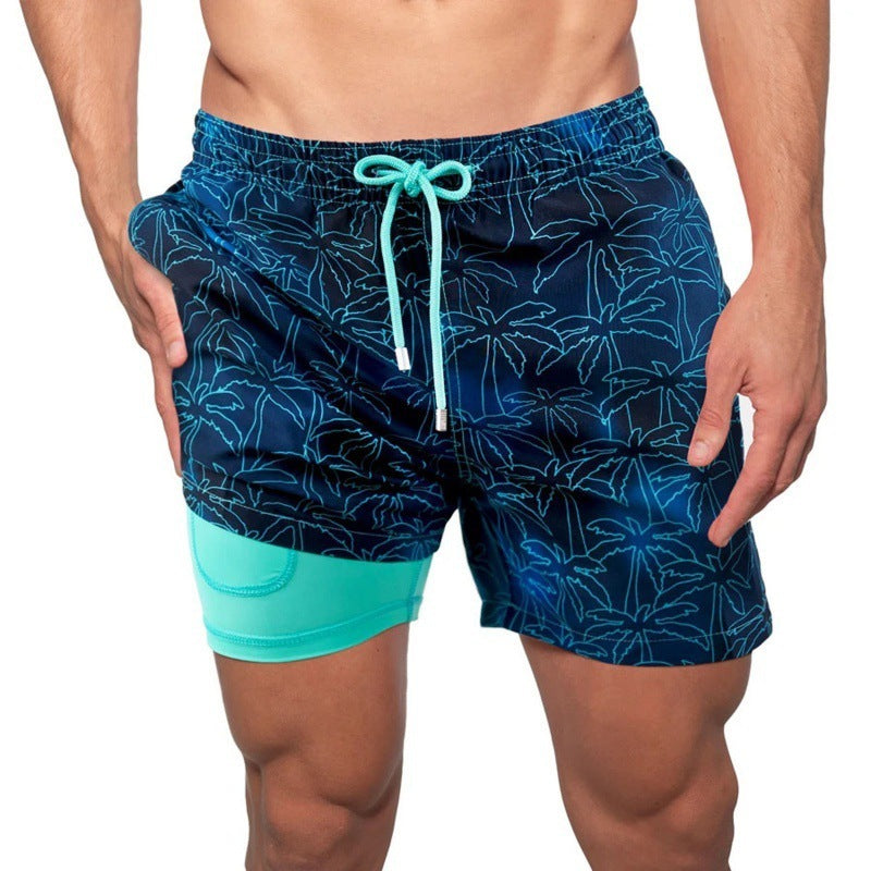 WW | Bedruckte Herren Badeshorts Mit Doppelter Schicht Für Den Sommer