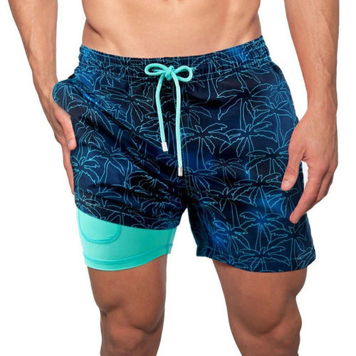 WW | Bedruckte Herren Badeshorts Mit Doppelter Schicht Für Den Sommer