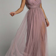 WW | It'S My Day Light Tulle Schlitz Maxi Kleid