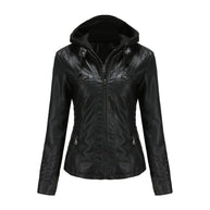 WW | Lederjacke mit Kapuze